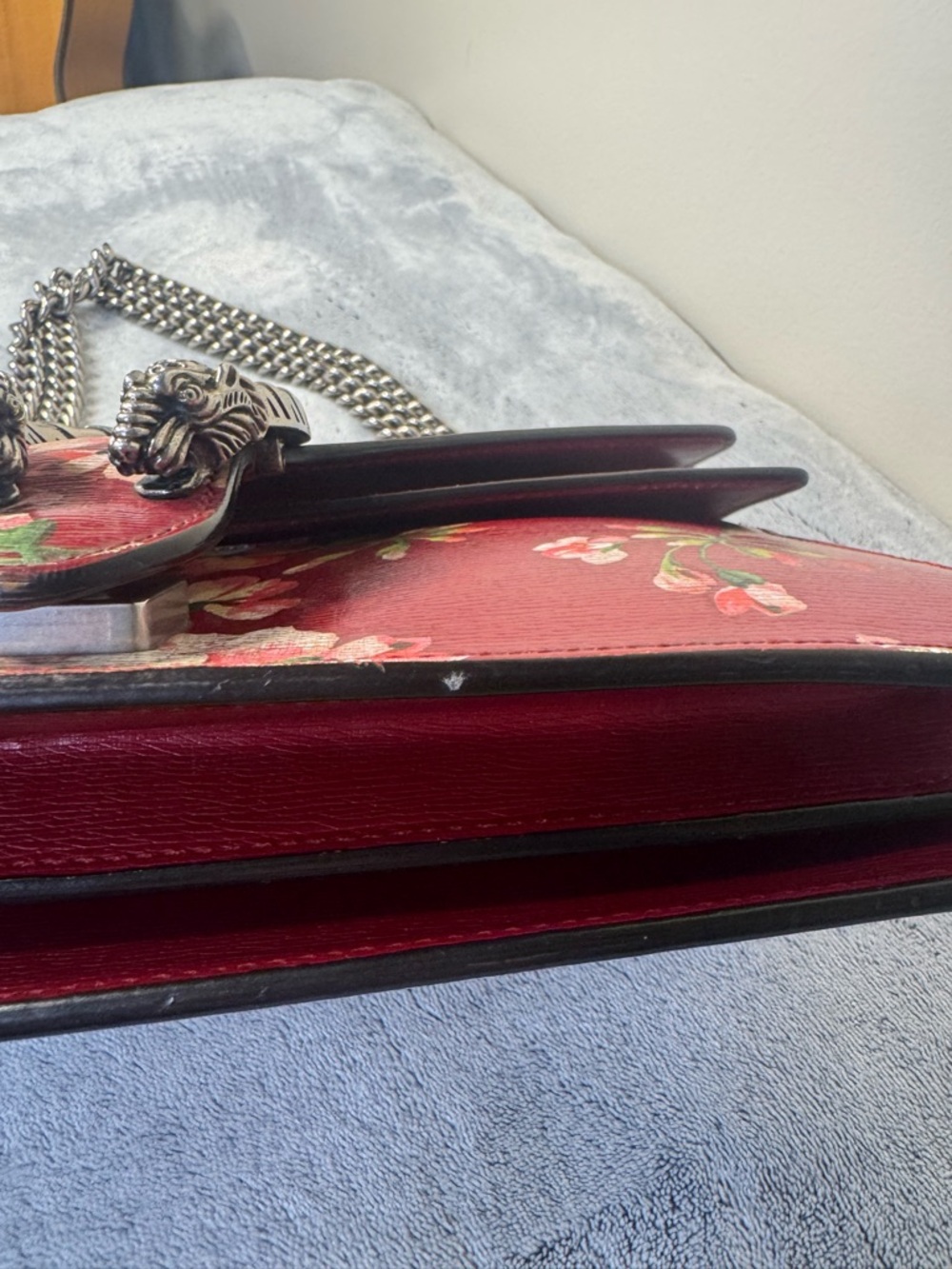 Gucci Dionysus Leather Medium Red Floral Shoulder Bag - Picture 8 of 17